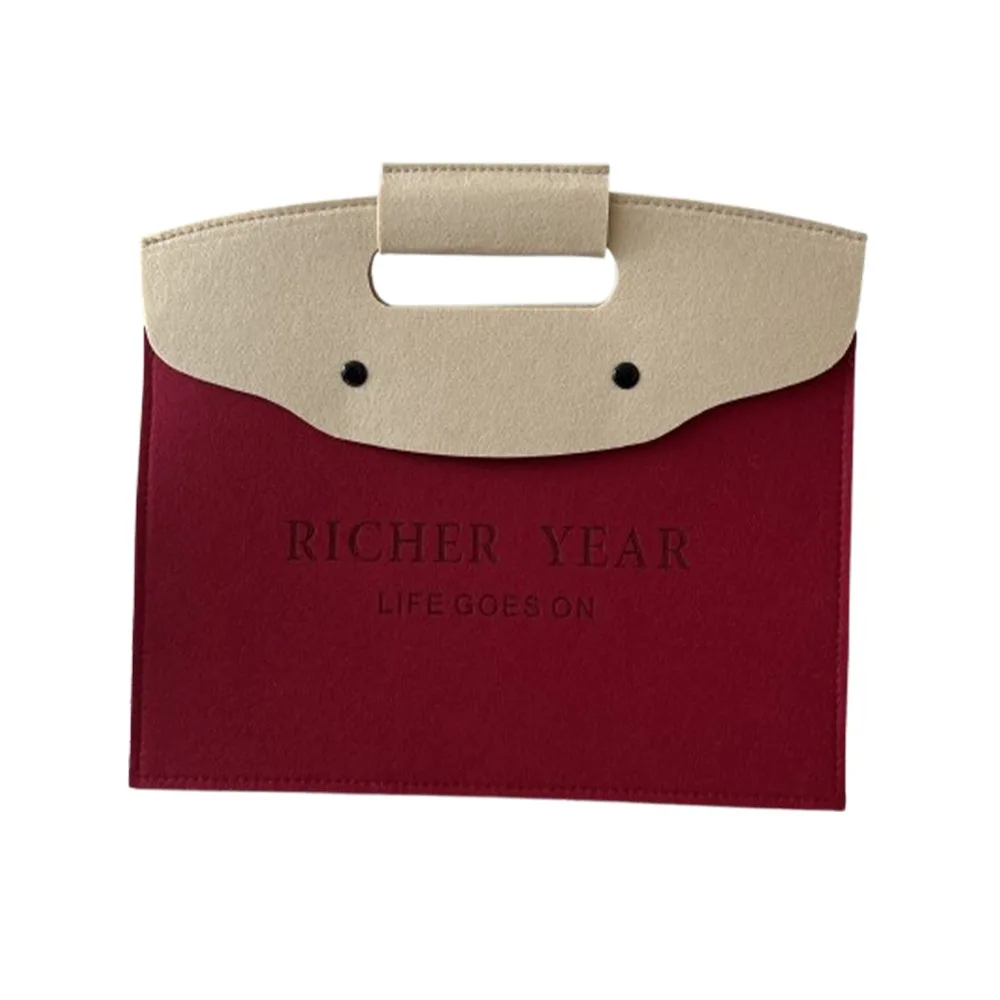 Blessing Large Capacity Felt Handbag Simple Portable Messenger Bag Universal Document Bag Grocery Shopping