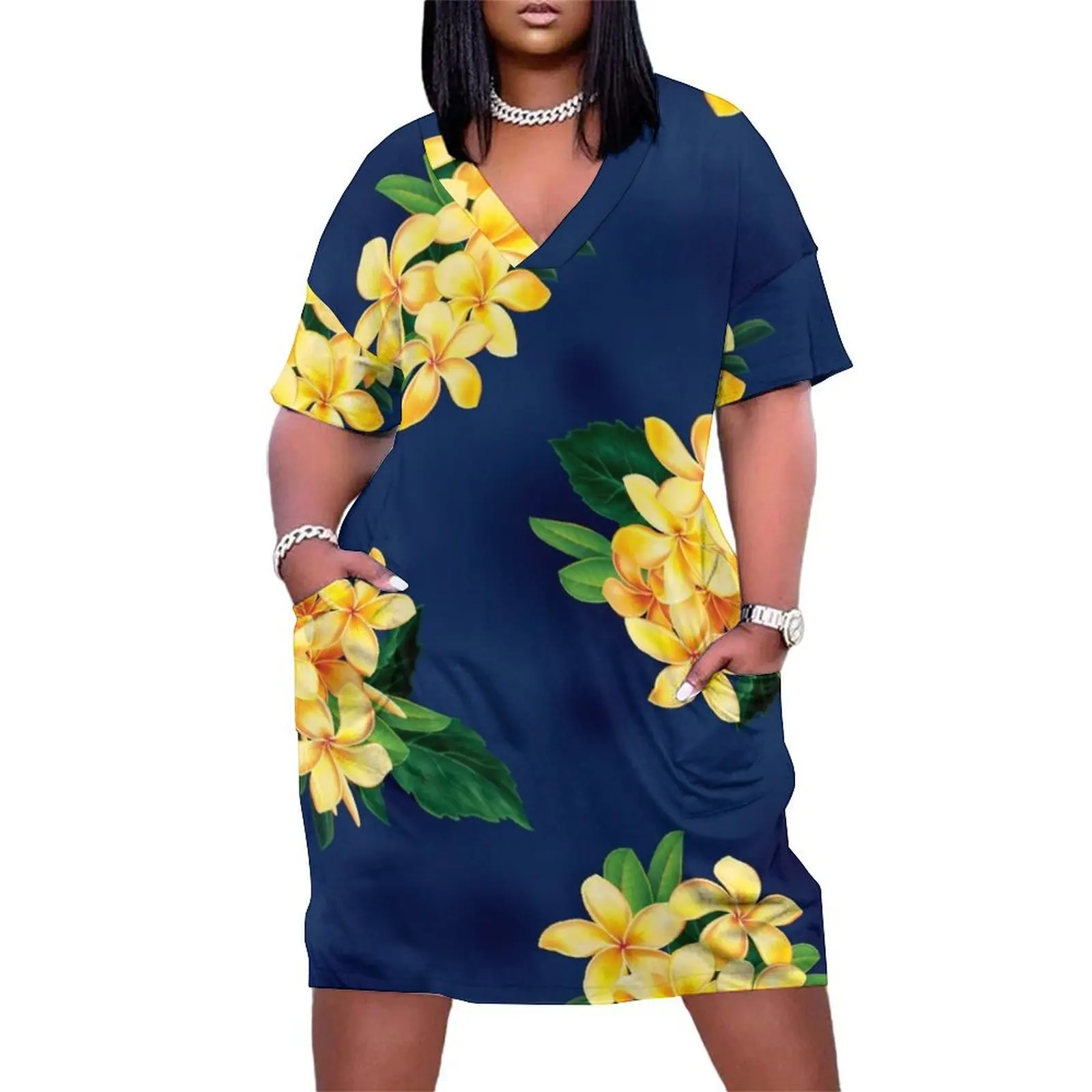 

Tropical Paradise Hawaiian Plumeria Illustration Loose Pocket Dress Women's summer dress luxury evening dresses 2025 dress