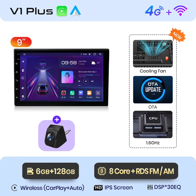 Junsun 7 9 10 "Android 2 Din Universele Autoradio Radio Multimedia Speler CarPlay Auto Intelligente Systemen GPS navigatie BT DSP