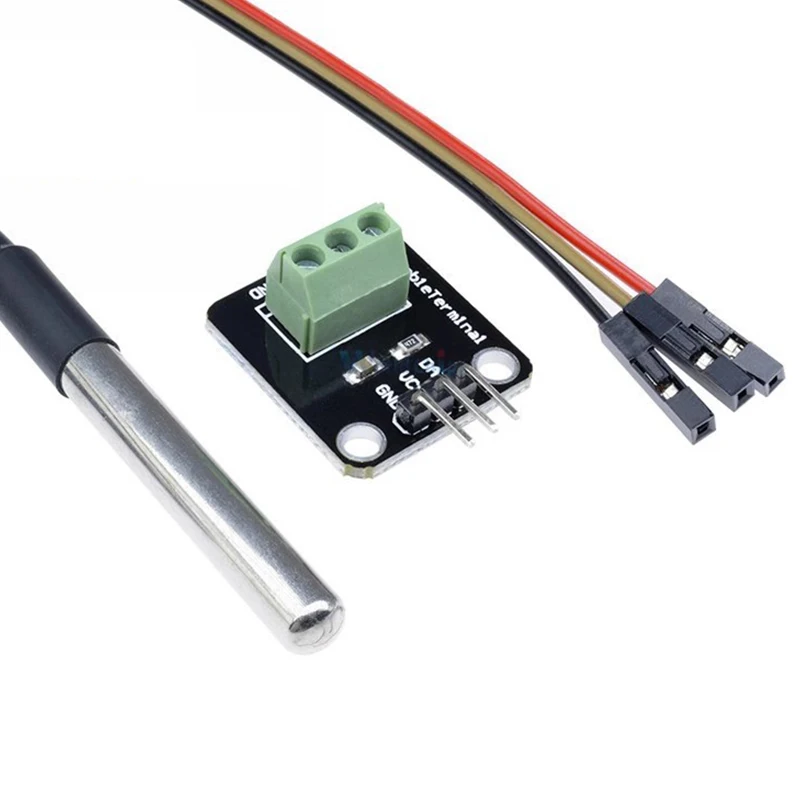 DS18B20 Temperature Sensor Module Kit Waterproof 100CM Digital Sensor Cable Stainless Steel Probe Terminal Adapter For Arduino