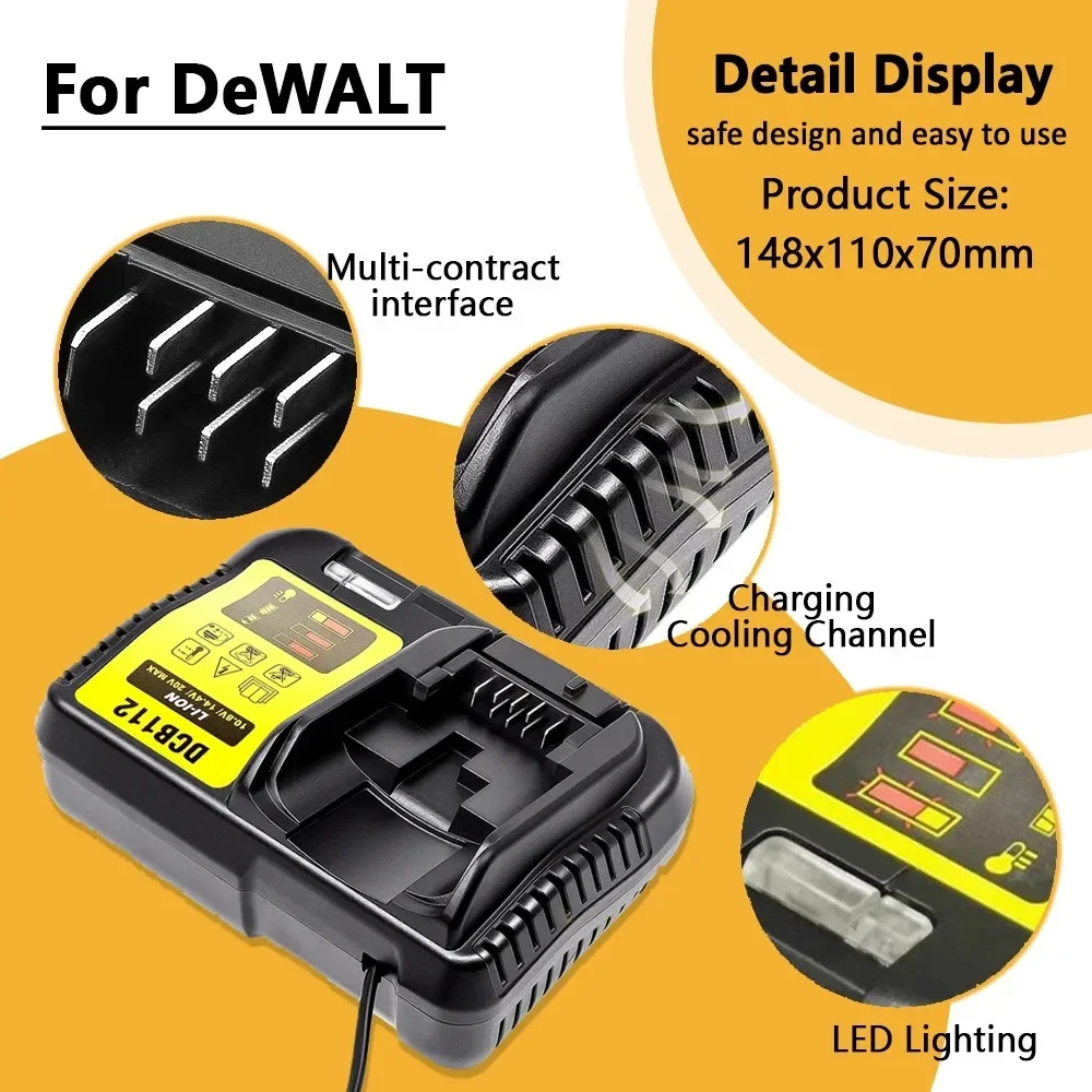 Imagem -06 - Max Lítio Bateria Ferramenta de Substituição para Dewalt Dcb200 8a 12a 18v Dcb184 Dcb181 Dcb182 Dcb200 20v 6ah