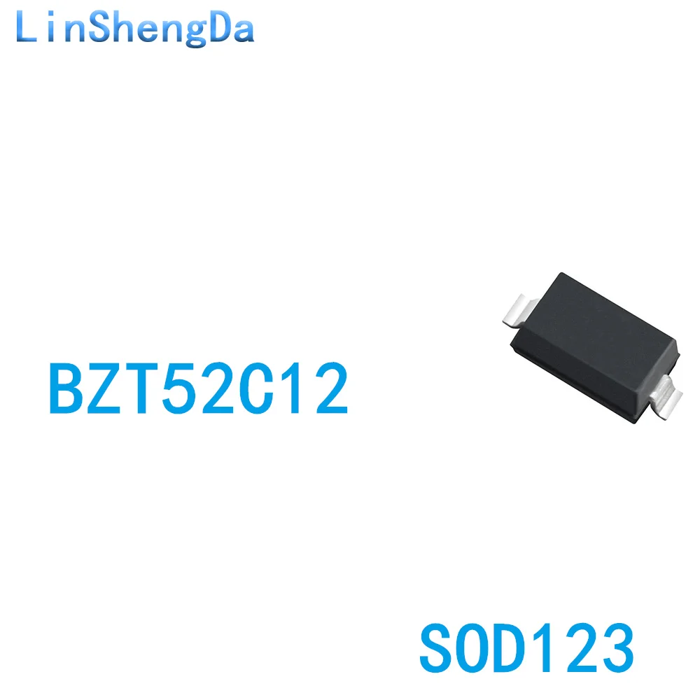 SMD voltage regulator diode BZT52C12 12V SOD123 1206 WH (100 units)