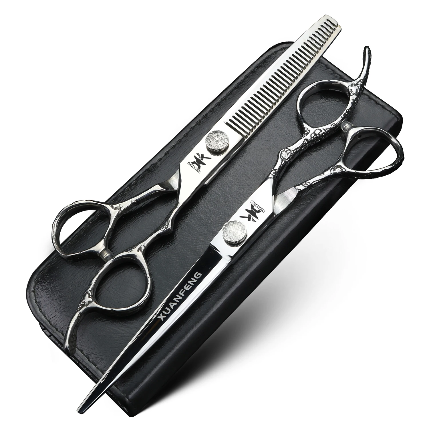 XUANFENG 7 inch plum blossom hair scissors, hairdresser styling tools, cutting scissors, and thinning scissors