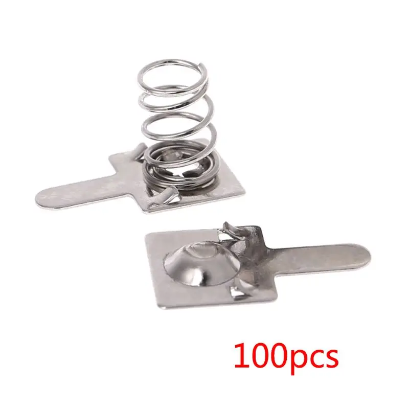 100 Pcs AA or AAA Battery Positive to Negative Conversion Silver Tone Metal Spring Contact Nickeling Plate Replacement