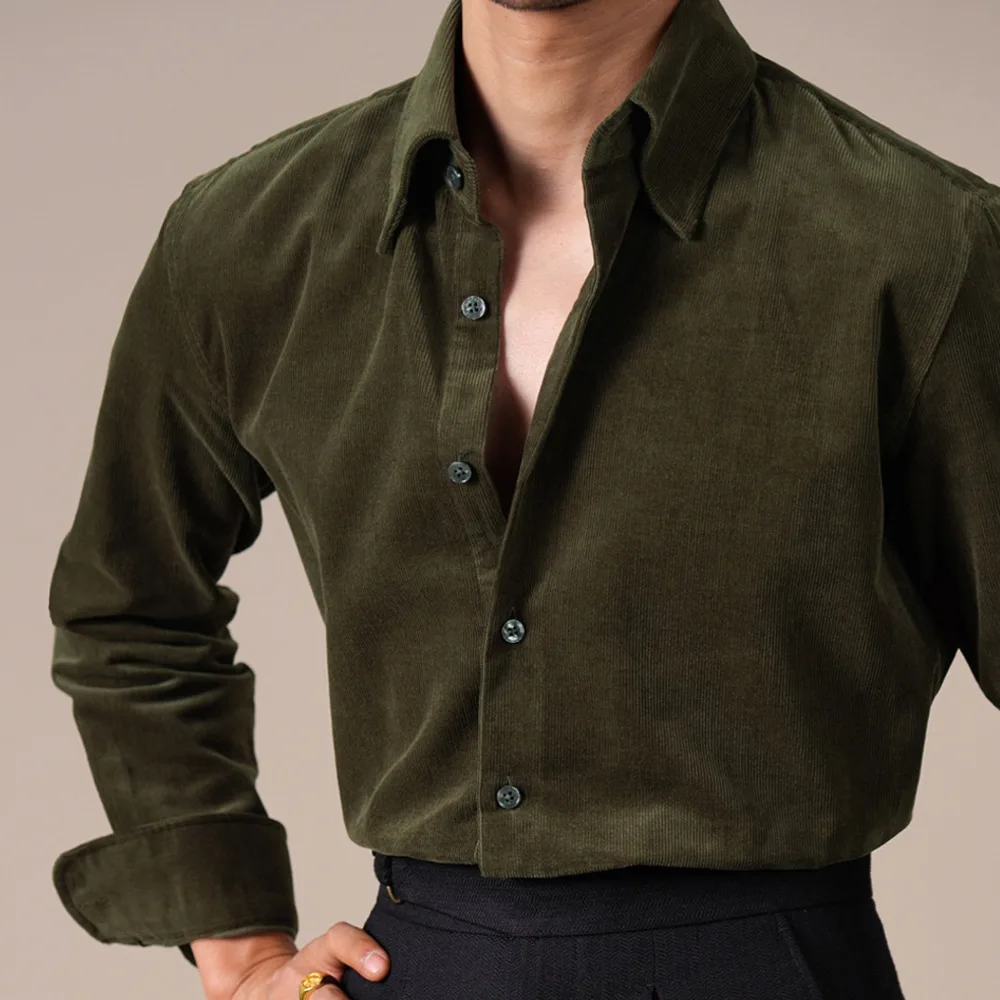 100% Cotton Blend European Style Casual Business Formal Solid Color Men Shirt Camisa Hombre Dress Shirt Men Camisa Masculina