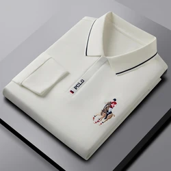 High end 100% cotton men's polo shirt brand logo embroidery new long sleeve T-shirt spring and autumn fashion casual men's wear