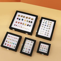 Boutique Black Leatherette Gemstone Storage Box Diamond Display Case,Portable gem display box, diamond storage box wholesale