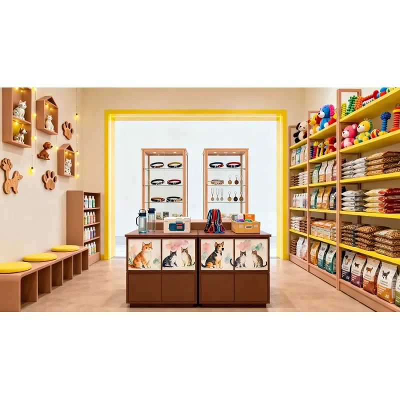 Cabinet Display Kiosk Manufacturer Showcases LED Tempered Glass Heavy Customizable Modern Mall Pet Supply