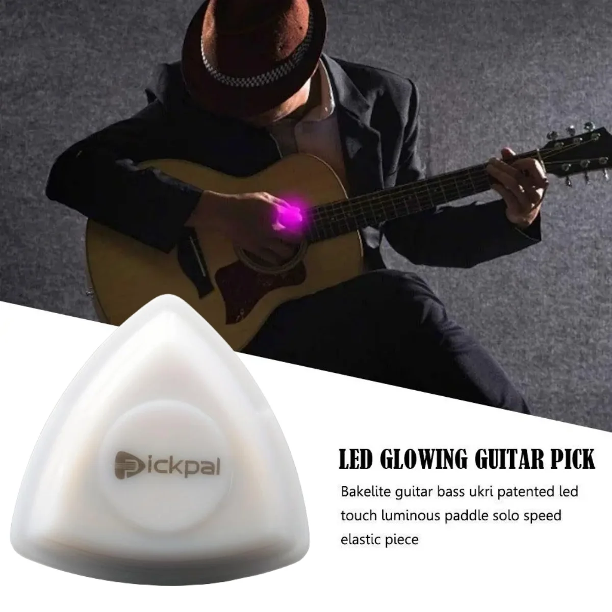 Miwayer LED Luminous Guitar Pick 1 pcs - ABS Electric Guitar Picks With Three-Color Light Options (White/Green/Purple)