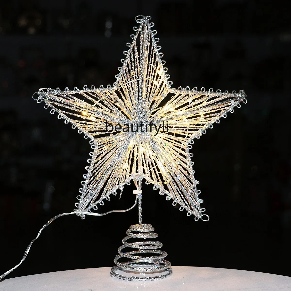 

Luminous tree Christmas tree wrought iron, hollow gold star three-dimensional pentagram Christmas decoration