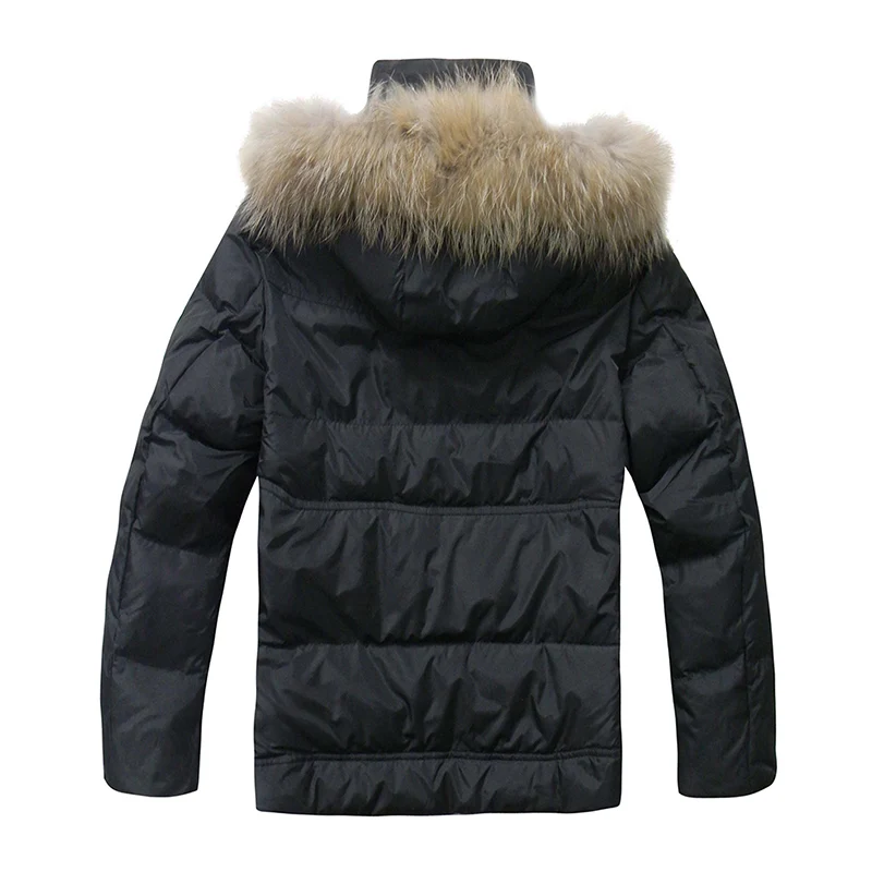 Men Down Jacket Winter Thick Warm Down Coats White Duck Down Real Raccoon Fur Parka Winter Fashion Men Coats Overcoat Outwear