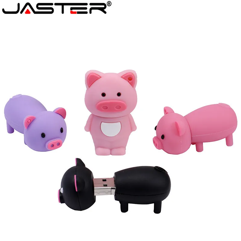 

JASTER Cartoon Pink Pig Pendrive 4GB 8GB 16GB 32GB 64GB 128GB USB Flash Drive Memory Stick Disk on key Gift