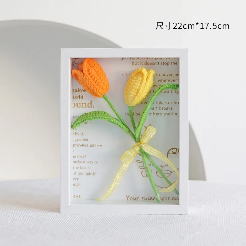 DIY Wool Hand-woven Mix and Match with Gradient Frame Finished Flower Bouquet for Girlfriend