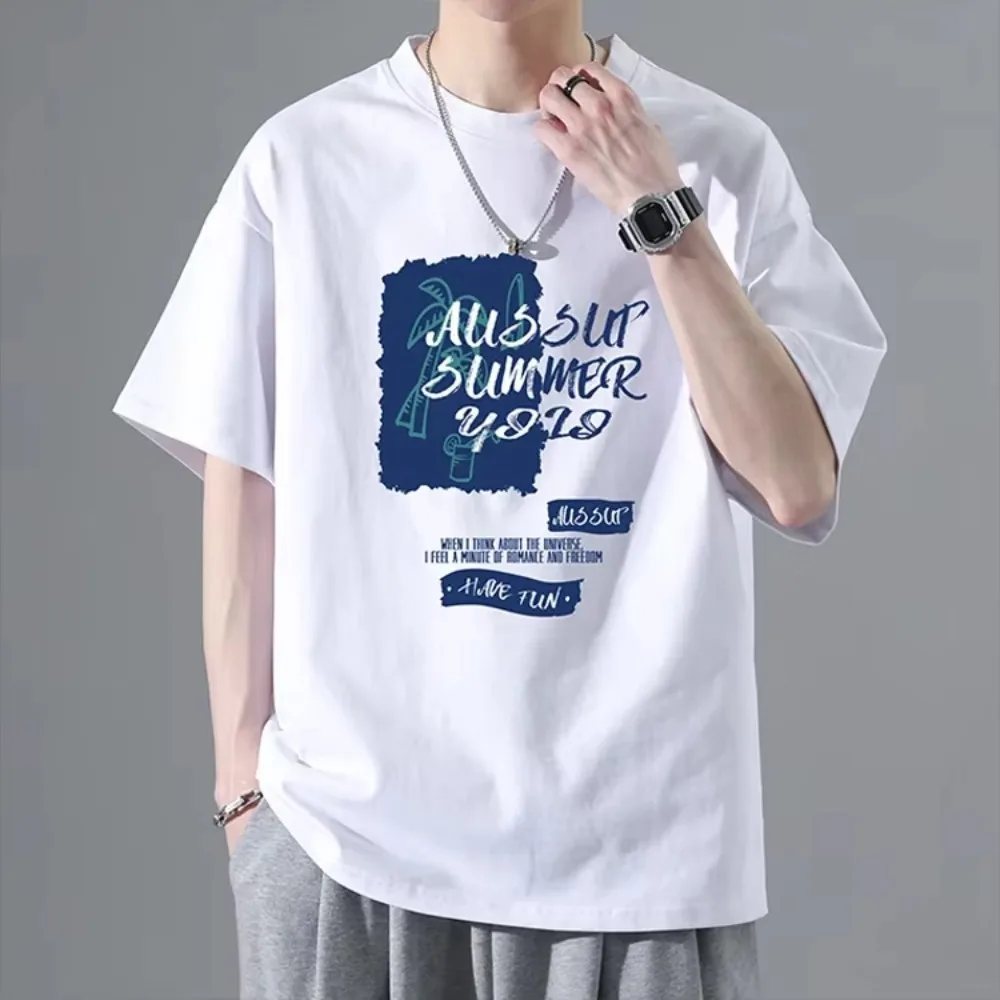 

2025 new cotton short-sleeved T-shirt men's summer loose and versatile half-sleeved top men's casual breathable T-shirt
