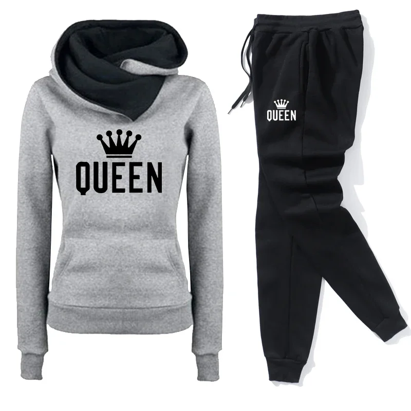 Queen Printing Women's Hoodie Tracksuit 2026 Casual Sweatshirt Outdoors Sports Jogging Clothes Autumn Winter Single Tops Pants