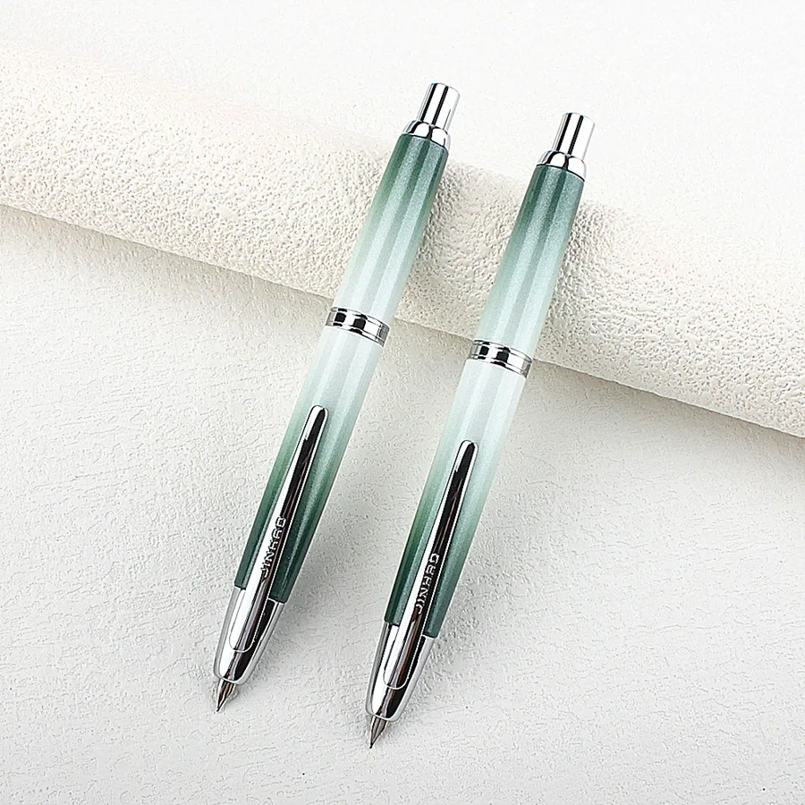 

Jinhao 10 Press Retractable Fountain Pen Fine Nib with Converter Writing Gift Pen emerald-green