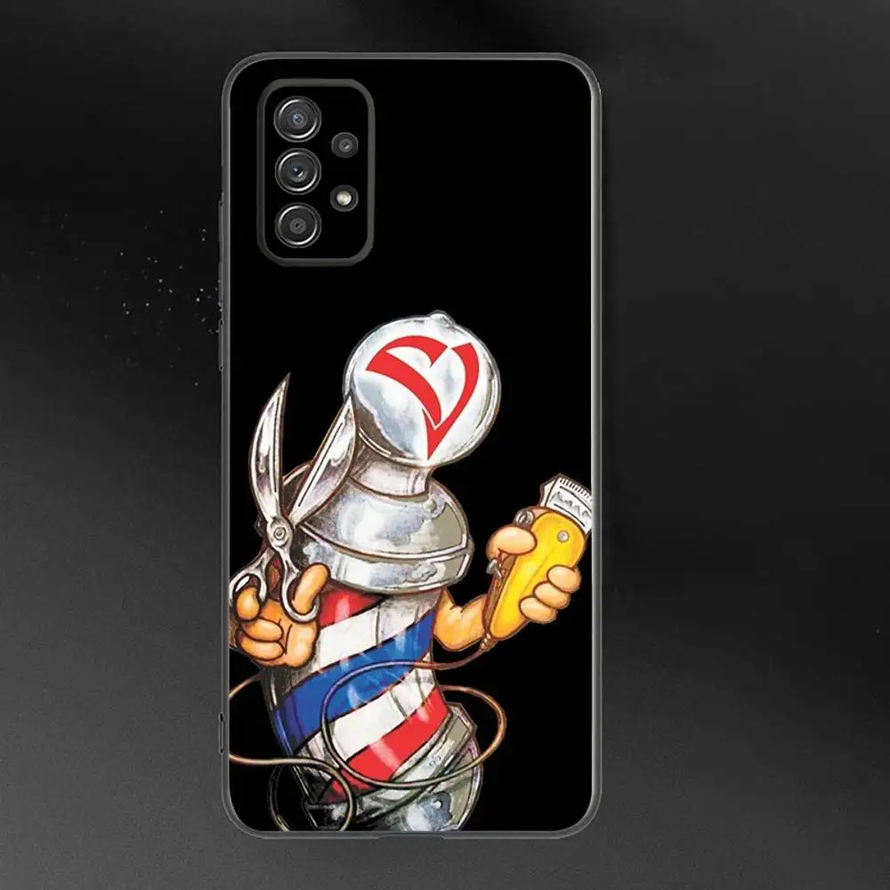 Etui na telefon do Samsung Galaxy A 91, 80, 73, 72, 71, 53, 52, 51, 22, 5G, odporne na wstrząsy, miękkie, czarne, z motywem fryzjerskim i narzędzi fryzjerskich.