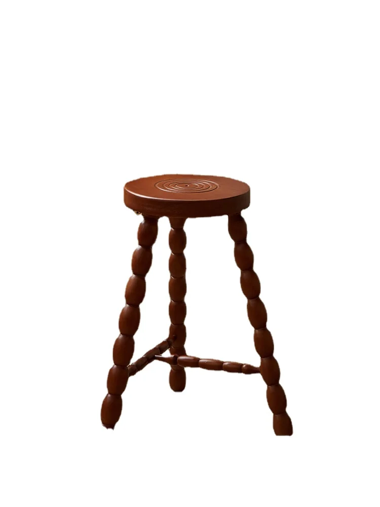 Xl Retro round Stool Solid Wood Bench Children's Home Low Stool Pedal French Stool