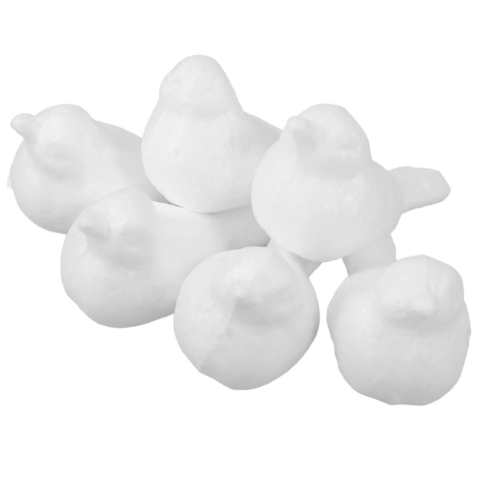 6 uds. De artesanías de espuma en forma de pájaro, accesorios de decoración DIY sin terminar blancos para niños, adornos navideños ligeros y duraderos