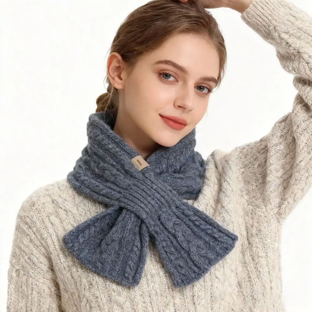 

Уютный вязаный шарф из чистой шерсти, теплый шарф с крестообразным дизайном, легкий вязаный шарф для шеи, модный аксессуар