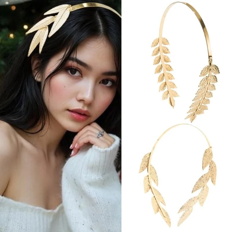 

XXFD Laurel Hair Hoop Gothic Golden Leaf Greek Greek Cothume для живого шоу повязки на голову готические карнавалы ведьма костюм