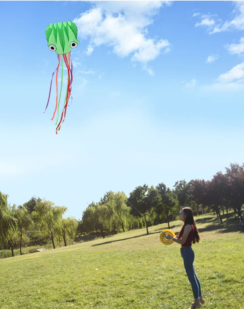 gratis verzending grote octopus kite fly nylon kite weifang kite fabriek grote kite wiel lopen in sky outdoor fun speelgoed kite lijn reel