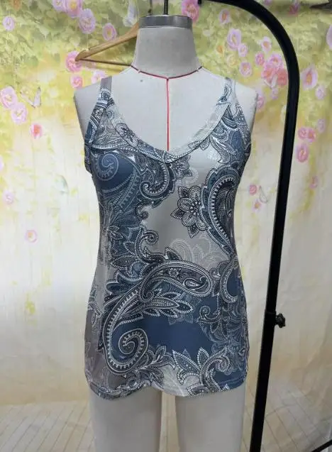 

Women's Strap 2025 Fashion Spring and Summer Latest Hot Selling Beauty Dress New Sexy Sleeveless Strap Printed T-Shirt for Women