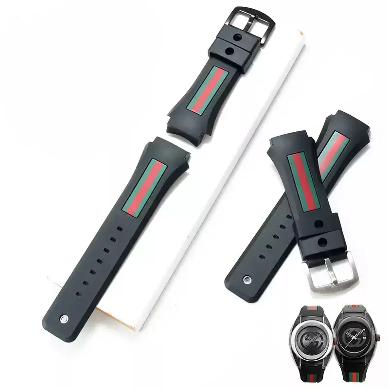 High Quality Black Convex Mouth Silicone Rubber Watchband Waterproof Casual Strap For Gucci YA137107 Watchband 29x21mm