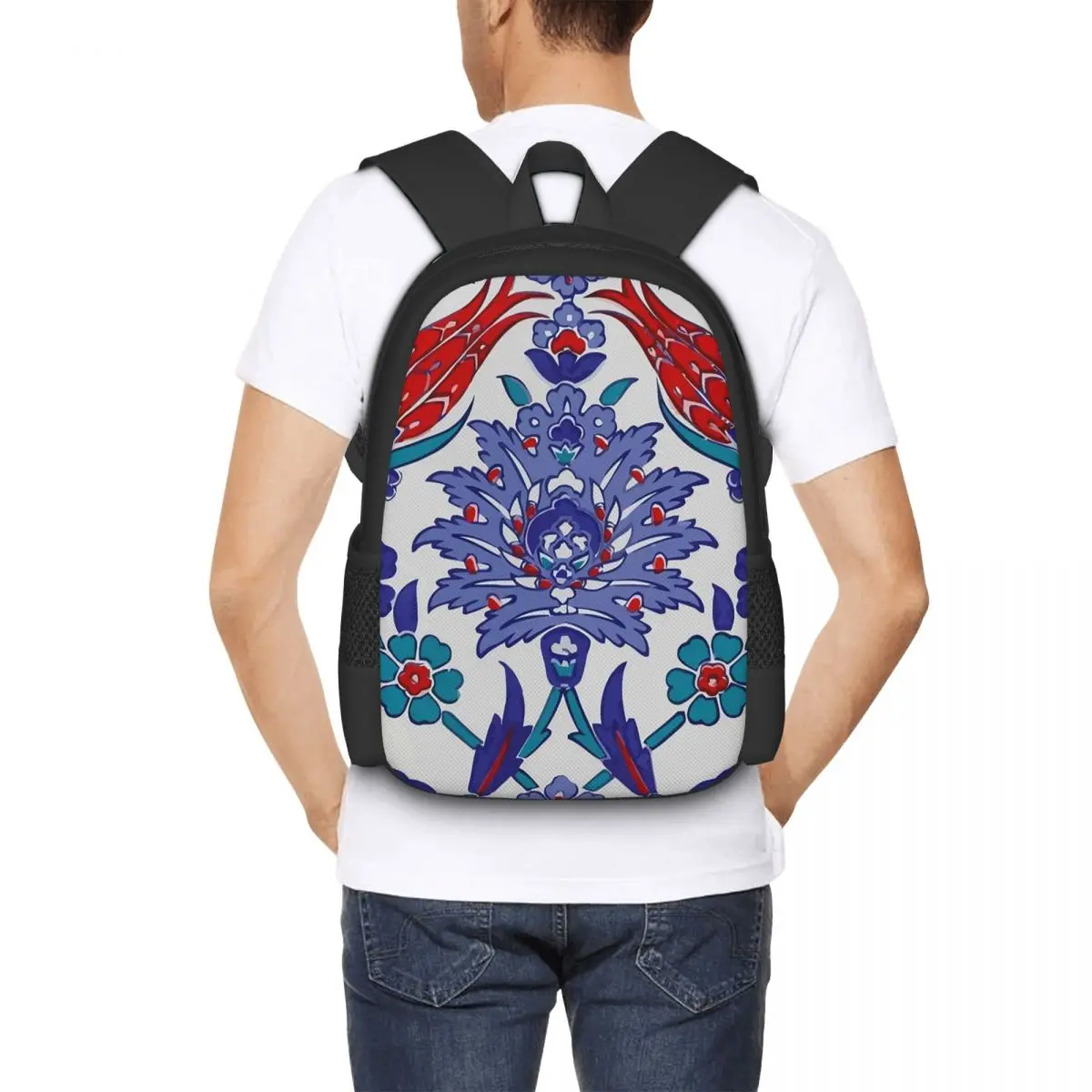 Oriental Tile Floral Pattern Backpack Hot Sale Daypack Large Capacity Children BookBag School Bag Shoulder Bags for Men Women
