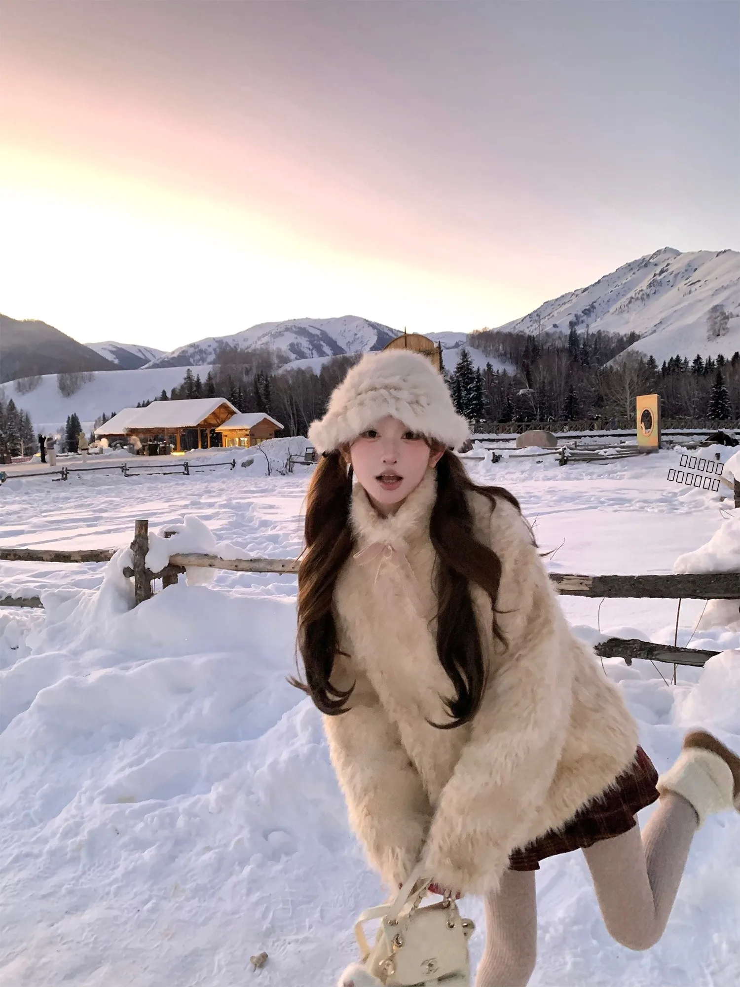 

Faionable Anti-Aging Fur Coat with Bow Ribbon Detail Eco-Friendly eepskin Long Sve Thi Winter Outerwear for Young Women