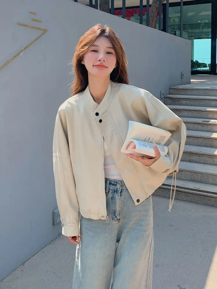 

Осенние женские укороченные куртки женского качества, простые пуговицы с лацканами спереди, премиальный дизайн, бойфренд, утолщенные рукава, элегантный шик