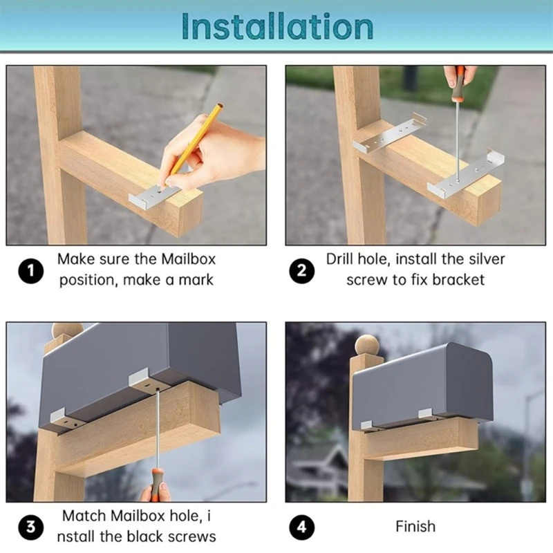 2Piece Aluminum Mailbox Support Holder Rack Stands Ensures Firm Against Tilting