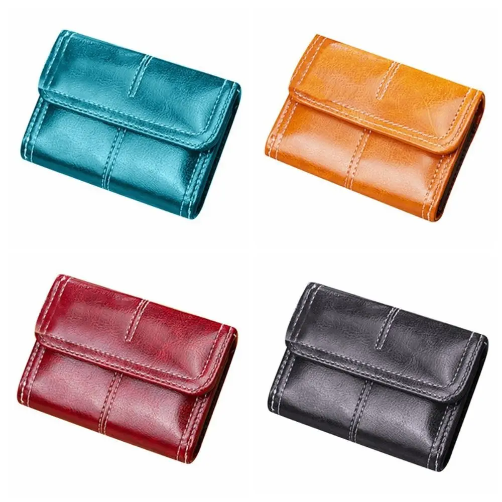 Pure Color PU Leather Card Holder 9 Card Position Korean Style Small Coin Purse Handbag Pocket Money Bag Leather Short Wallets