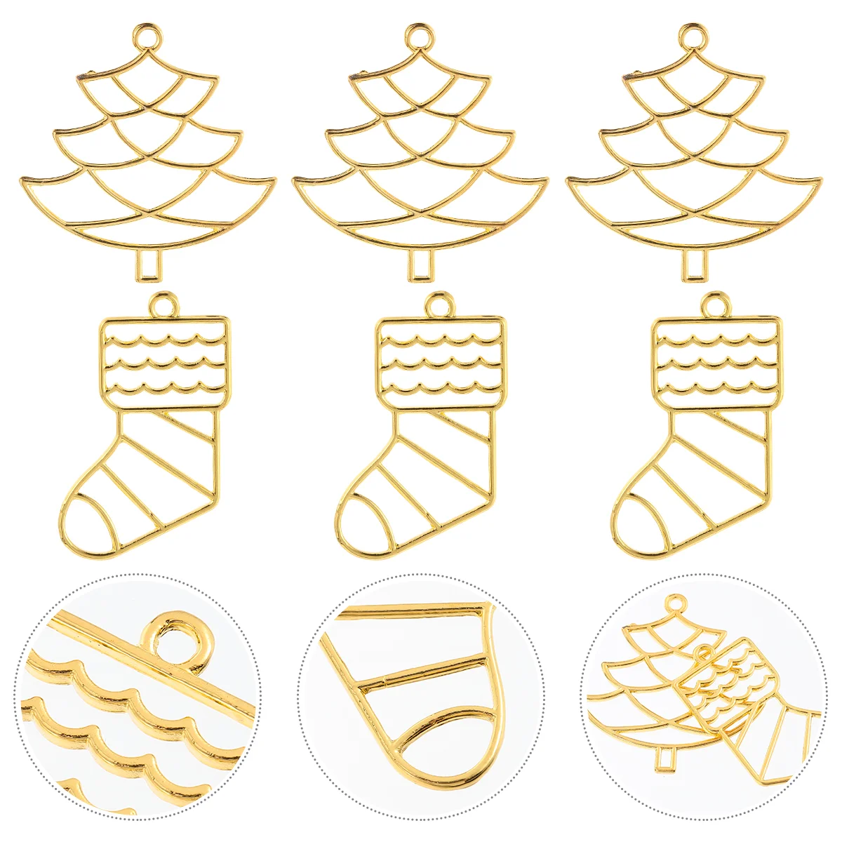 20 Pcs Christmas Border Alloy Pendant Jewelry Hollow Frame Mold DIY Tools Zinc Pendants