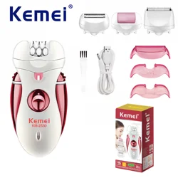 Kemei KM-2530 4 in 1Shaver Women Ladies with Body Hair Bikini Trimmer and Facial body shaver women shaver