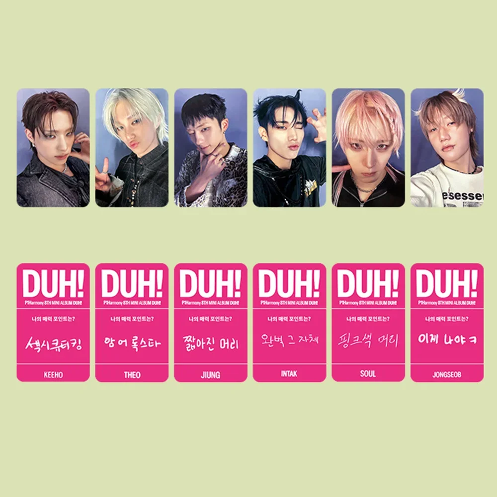 

6pcs/set Idol P1Harmony DUH! Album Photocards US EXCLUSIVE Lightstick Card THEO KEEHO JIUNG INTAK SOUL JONG SEOB Fans Collection