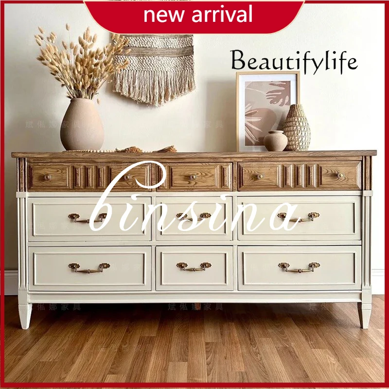 

Wi French retro solid wood chest/antique bedroom storage cabinet/drawer cabinet