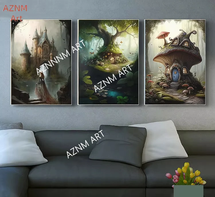 Gartenfeen, wunderschönes Feen-Poster mit verzauberter Waldgeschichte, Kunstdruck, Wandkunst, Bilder, Leinwandgemälde, Mädchenzimmer, Heimdekoration