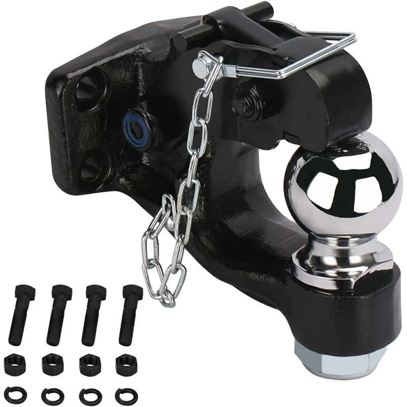 2inch Combination Hitch Ball Pintle Hook Receiver for Trailer Hitch Universal 2inch Receiver Adjustable Ball Mount Hitch