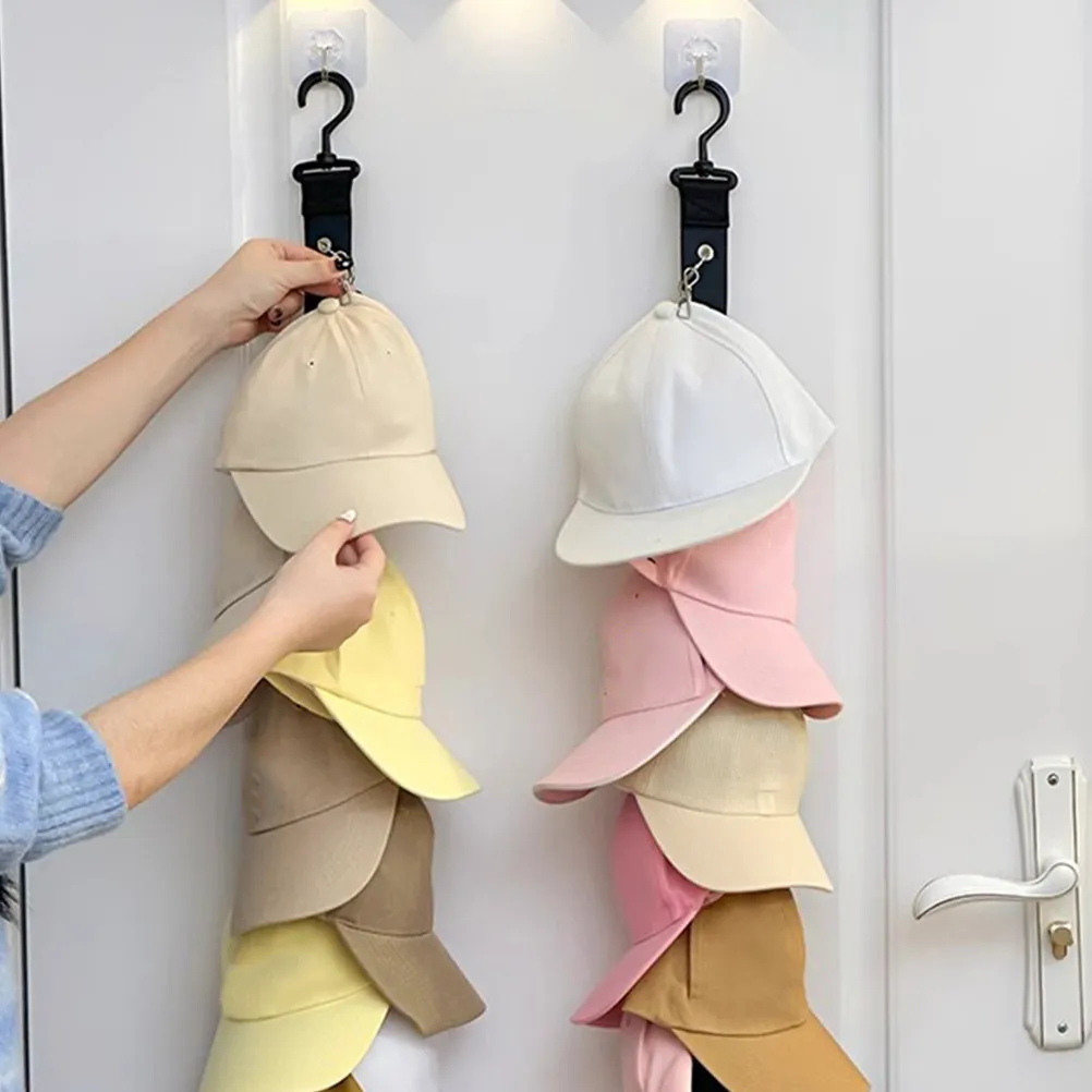 3Pcs Hat Storage Organizer Rack Closet Hanging Baseball Cap Holder Vertical Design Metal Clip Hooks for Room Men Women