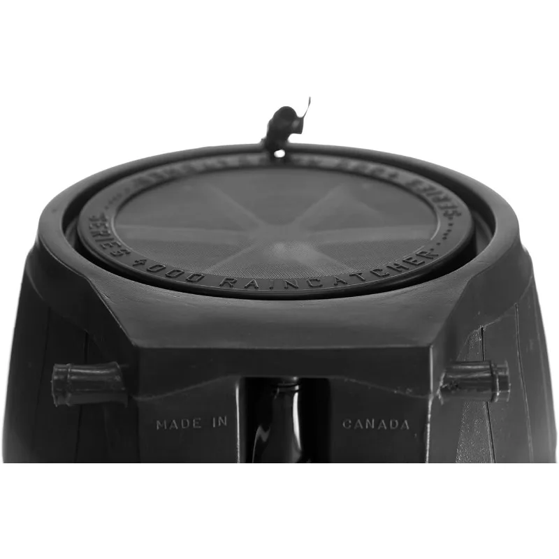 RC4000-BLK 50-Gallon BPA Free Flat Back Home Rain Catcher Water Storage Collection Barrel for Watering Outdoor Plants & Gardens