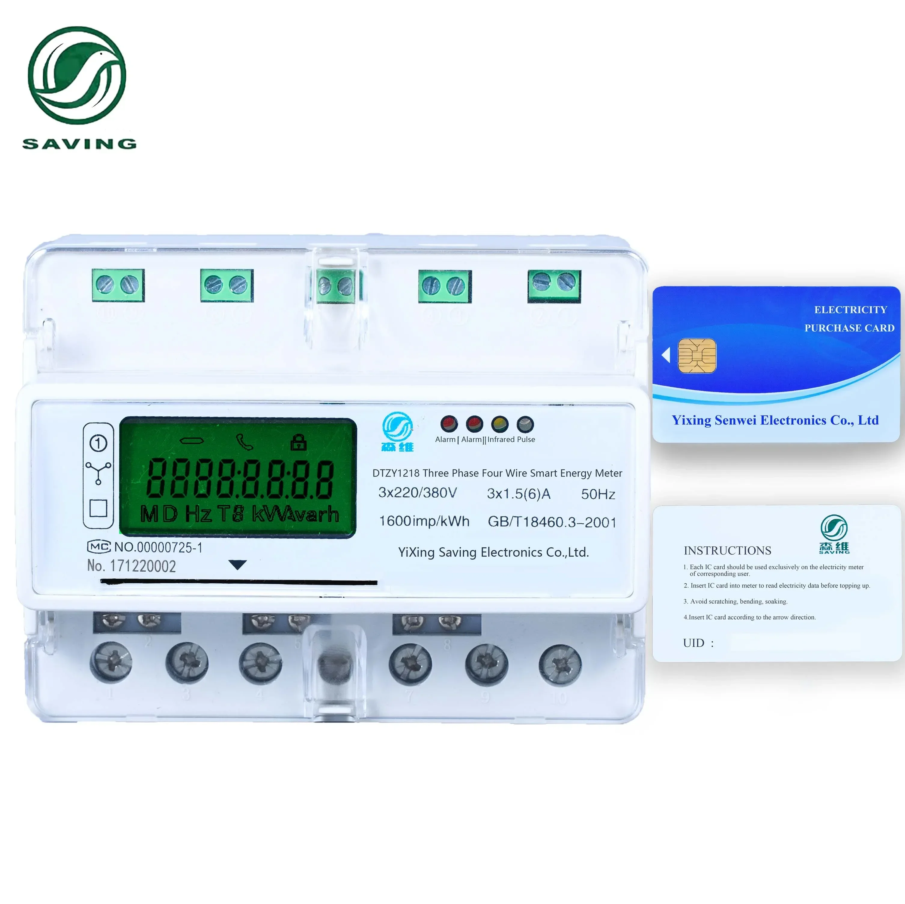 2025 Customized 5-80A Electricity Meter Electrical IC Card Instrument 3 Phase Din Rail Multi-Function Energy Meter Remote Contro