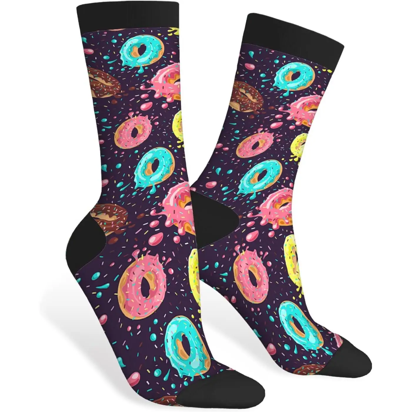 

Farm Animals Funny Socks Cute Food Donuts Novelty Casual Crew Socks Contrast Color Design for Women Men Gift