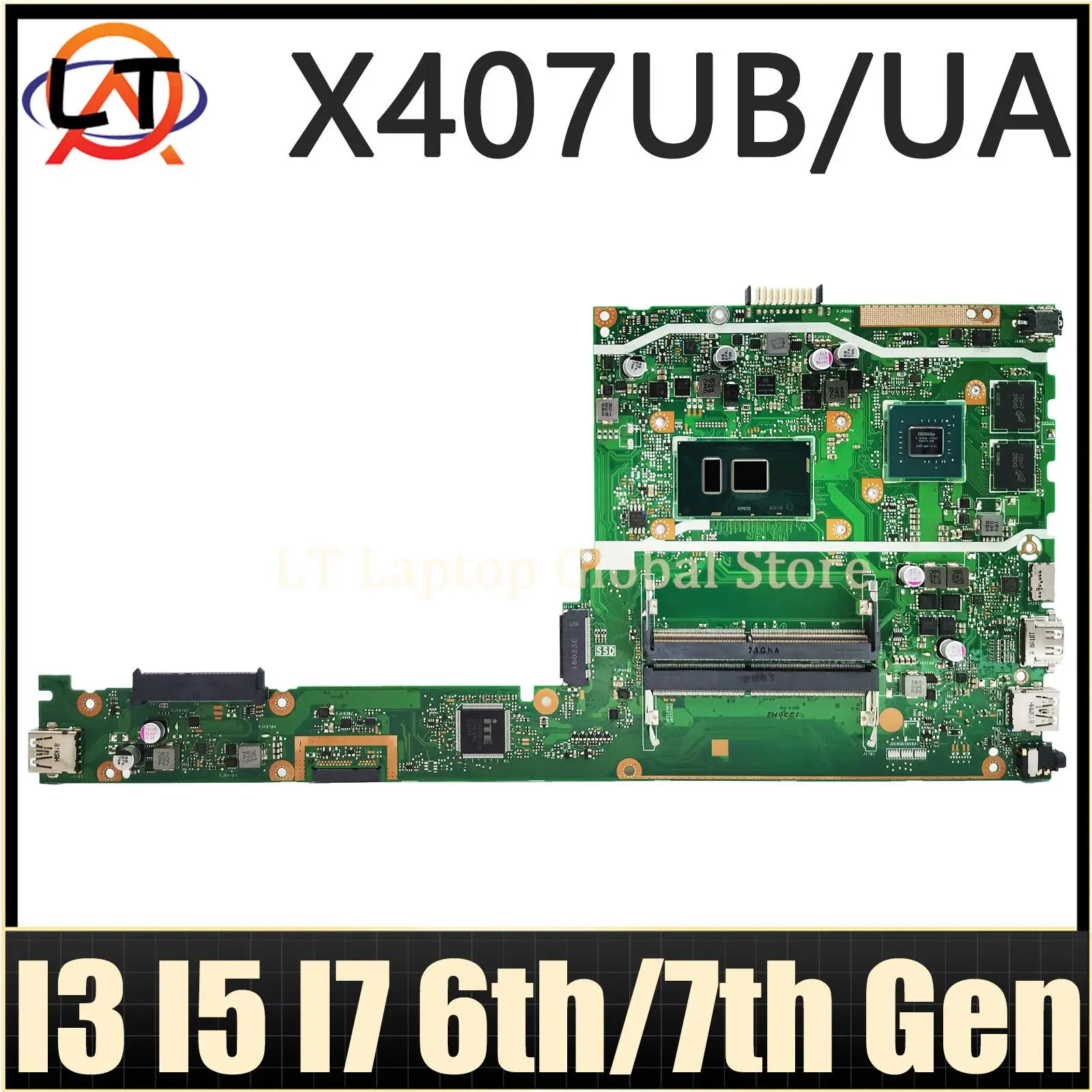 Placa-mãe do portátil para ASUS, X407UB, A407UB, F407UA, F407UB, X407UF, A407UA, A407UF, F407UF, X407U, CPU, I3, I5, I7