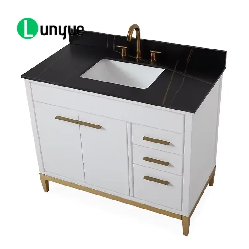 Modern 42 Inch Floor to Ceiling Bathroom Vanity with Sink and Countertop Solid Wood MDF Eco Friendly