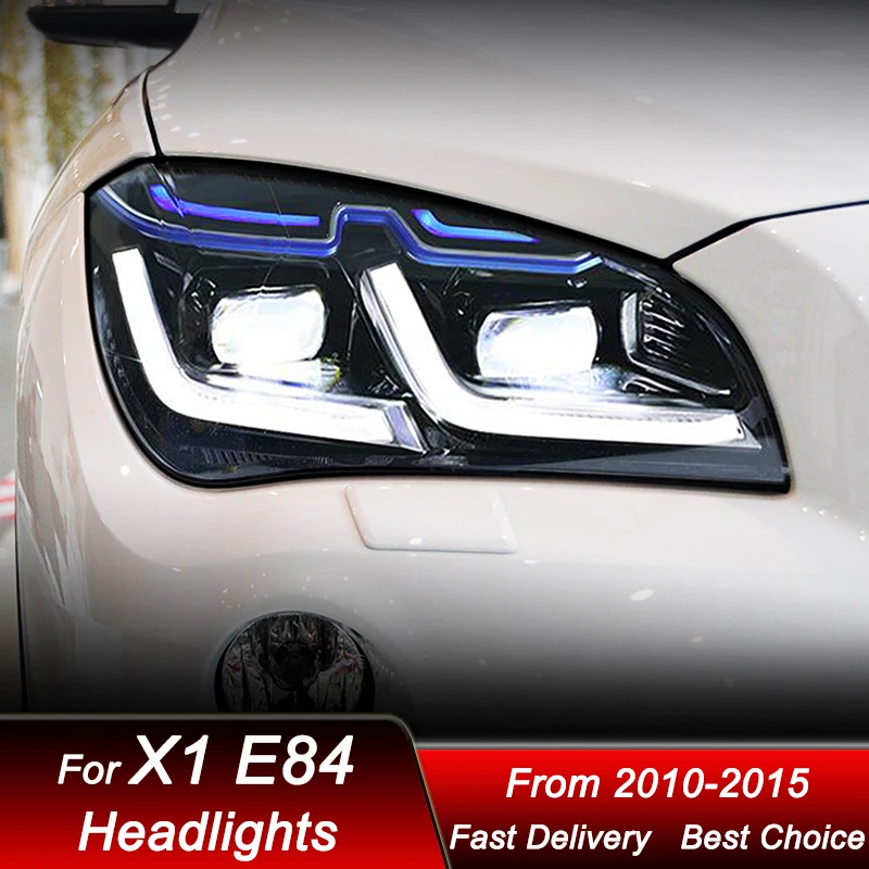 

Поп-автомобильные фары для BMW X1 E84 2010-2015, новый стиль, светодиодные фары в сборе, обновление, высокая настройка, линзы проектора, аксессуары Ki