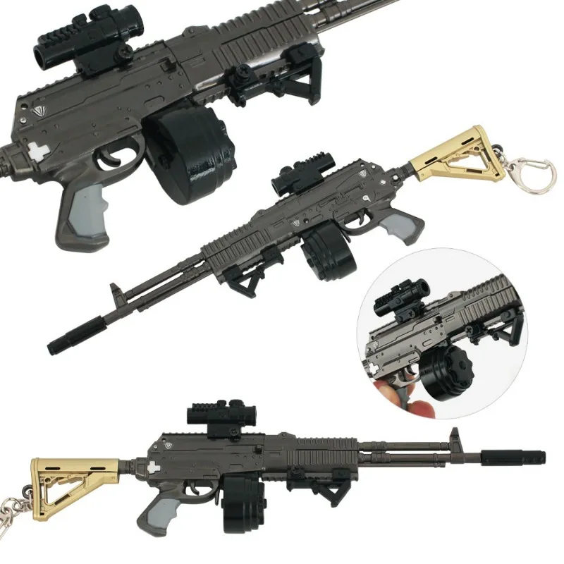 22cm 다크 존 AEK 어썰트 라이플 모델 분리형 합금 미니 건 복제 전술 키 체인 디스플레이 군사 수집가의 선물