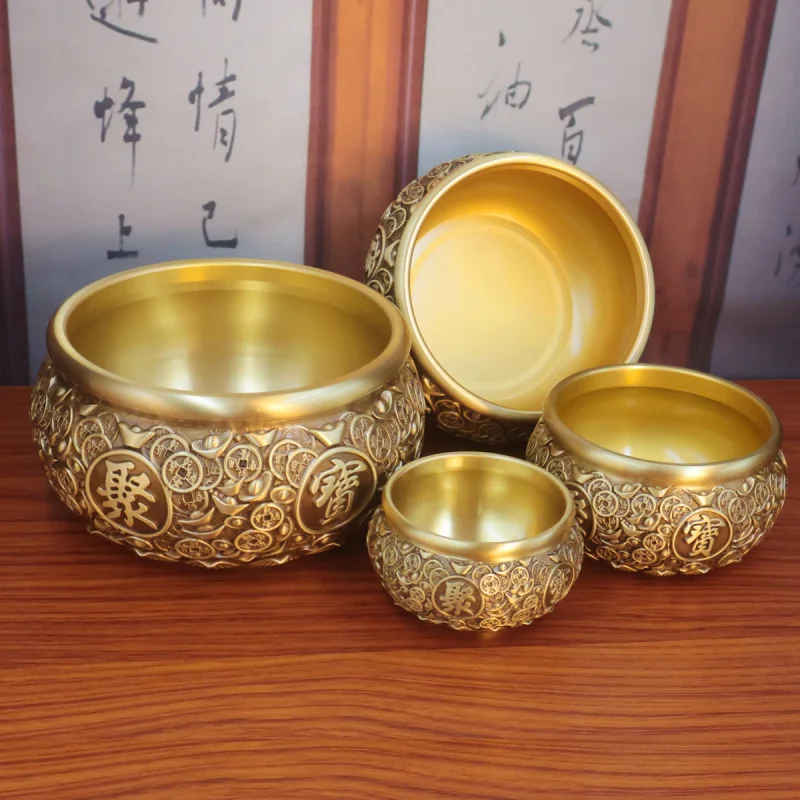 

Treasure Bowl Office Living Room Study Wealth Decoration Brass Coin Treasure Bowl Brass Decoration Brass Craft Decoration