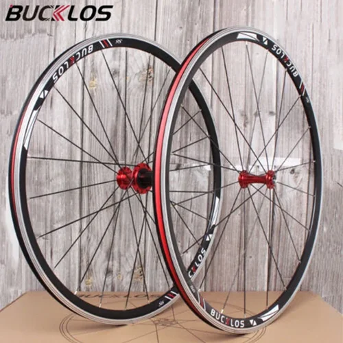 BUCKLOS 로드 바이크 휠셋/휠 세트, 알루미늄 합금 700C 휠 자전거 전면 후면 QR 휠셋, 7-11S 카세트 자전거 부품