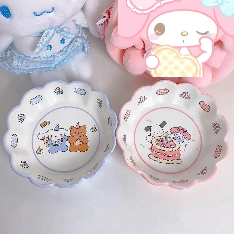 

Sanrio Kawaii Cinnamoroll Fruit Bowl Anime Pochacco MyMelody Melamine Student Children Home School Anti-fall Imitation Tableware